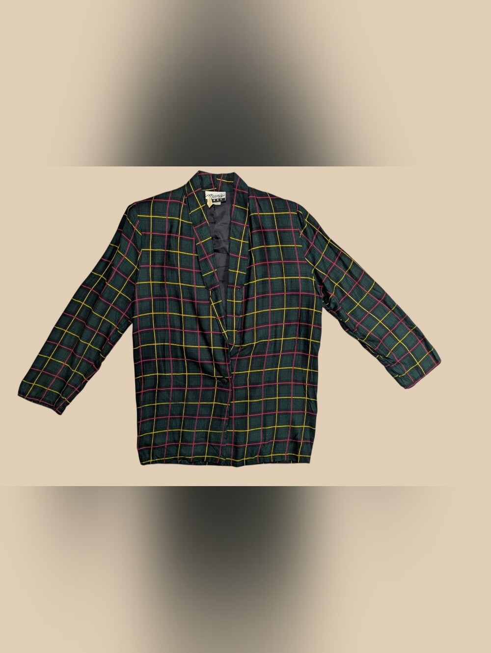 80s Marnie West Plaid Relaxed Blazer Jacket - Green Multicolor
